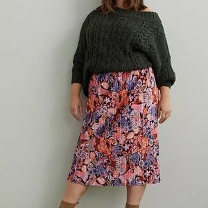 Anthropologie Vibrant Floral Midi Skirt - Pink and Purple